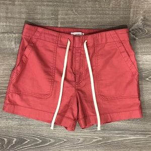 LOFT High Rise Cotton Drawstring Shorts Size 4 Coral 10” Rise Casual Summer